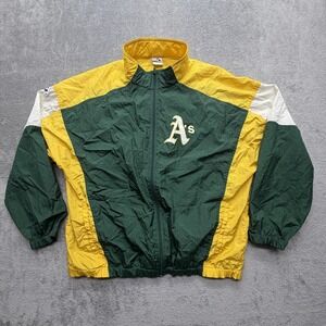 Vintage Oakland Athletics Jacket Mens‎ Large Green MLB Baseball Apex One 90s